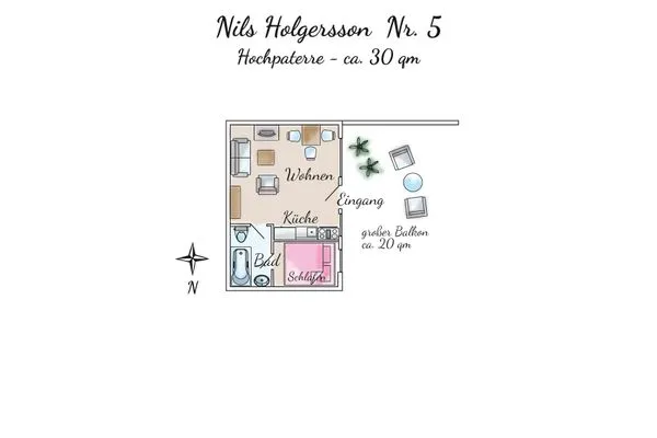Grundriss Ferienhaus Nils Holgersson - Wohnung 5