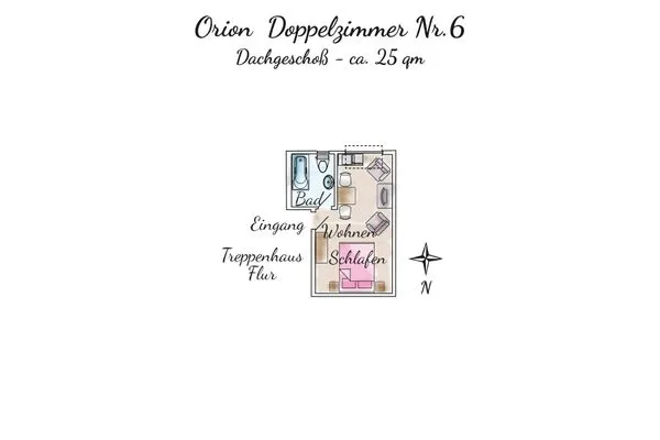 Grundriss Gästehaus Orion - Doppelzimmer 6