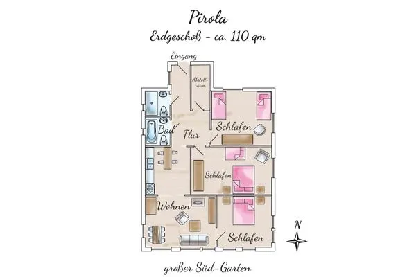 Grundriss Ferienhaus Pirola - Erdgeschoss