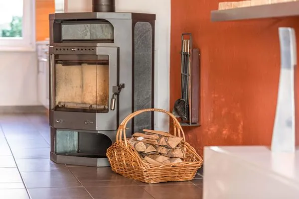 Ferienwohnung Schwan Kamin im Wohnzimmer  Schwan