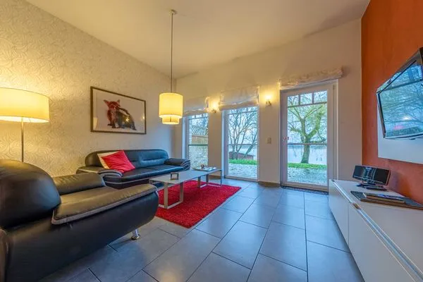 Ferienwohnung Haubentaucher Blick in das Wohnzimmer  Haubentaucher