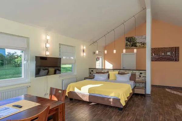 Ferienhaus Wildgans Bett im Wohnbereich  Wildgans