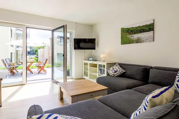 Ferienwohnung Nordlicht in Malchow offener Wohnbereich mit Zugang zur Terrasse  Nordlicht