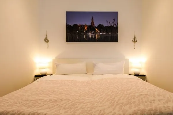 Ferienwohnung Nordlicht in Malchow Doppelbett im Schlafbereich  Nordlicht