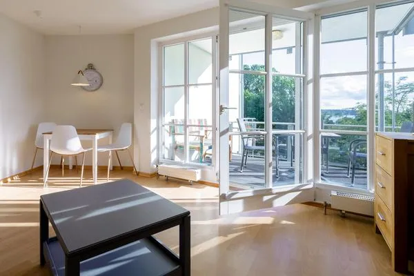 Ferienwohnung Jolle Waren Müritz - Wohnzimmer mit schöner Aussicht  Jolle
