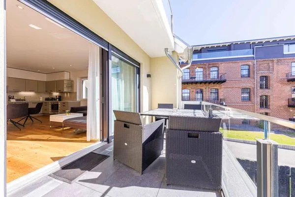 Ferienwohnung SeeGlück Blick auf die Terrasse  SeeGlück