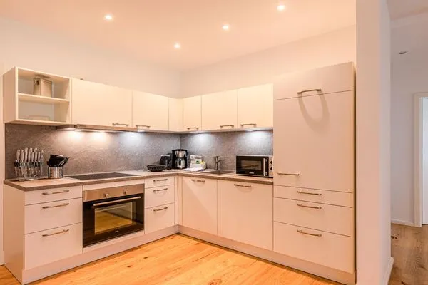 Ferienwohnung Inselpirat Malchow - Blick in die offene Küche  Inselpirat