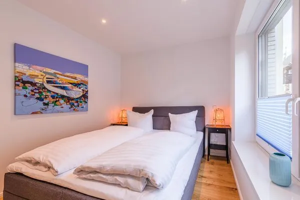 Ferienwohnung Inselpirat Malchow - Blick in eines der Schlafzimmer  Inselpirat