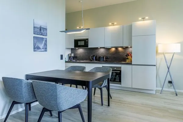 Ferienwohnung Panorama-Utkiek Seefahrtschule Wustrow mit moderner Küche  Panorama-Utkiek