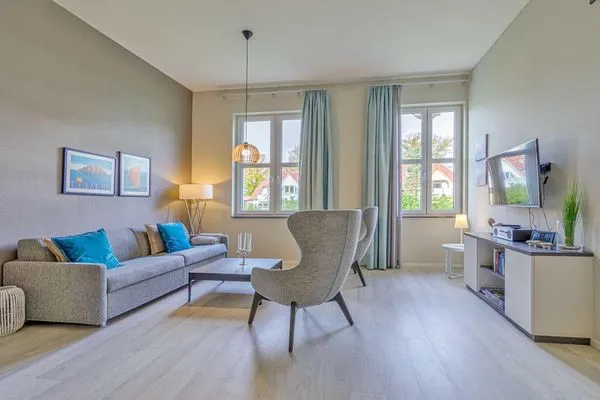 Ferienwohnung Lütt Matten Wustrow - ZweiWasser Alte Seefahrtschule Wohnzimmer  Lütt Matten