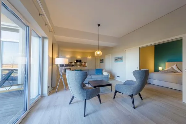 Ferienwohnung Welleneck Ostseebad Wustrow ZweiWasser Alte Seefahrtschule Wohnzimmer  Welleneck