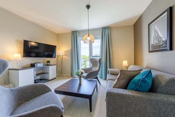 Ferienwohnung Boddensonne Ostseebad Wustrow ZweiWasser Alte Seefahrtschule Gemütliches Wohnzimmer  Boddensonne