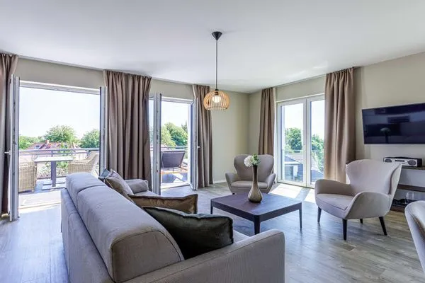 Ferienwohnung Boddendeck Ostseebad Wustrow ZweiWasser Alte Seefahrtschule Gemütliches Wohnzimmer  Boddendeck