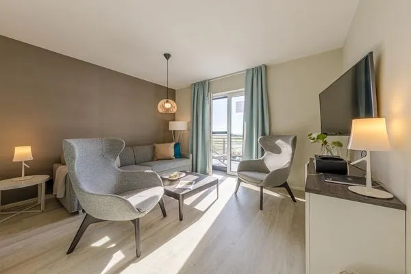 Ferienwohnung Boddenstern Ostseebad Wustrow ZweiWasser Alte Seefahrtschule Gemütliches Wohnzimmer  Boddenstern