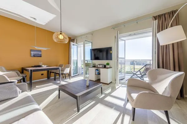Ferienwohnung Dünenlounge Ostseebad Wustrow ZweiWasser Alte Seefahrtschule Großzügiger Wohnbereich  Dünenlounge