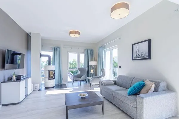 Ferienwohnung Rundblick Ostseebad Wustrow ZweiWasser Alte Seefahrtschule Großzügiges Wohnzimmer  Rundblick