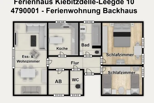 Grundriss Ferienhaus Kiebitzdelle-Leegde 10 Ferienwohnung Backhaus