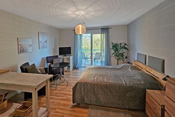 Wohnzimmer Residenz am Yachthafen Mann un Fru