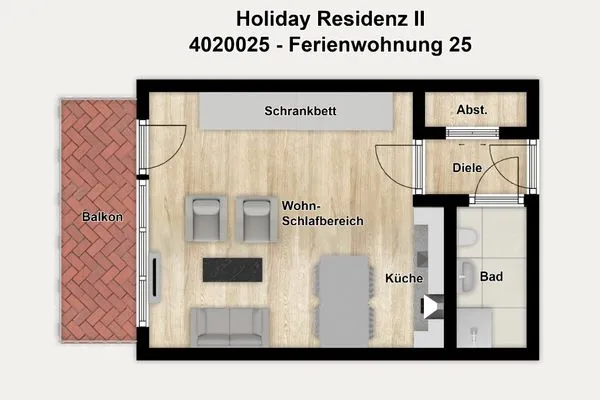 Grundriss Holiday Residenz II Ferienwohnung 25
