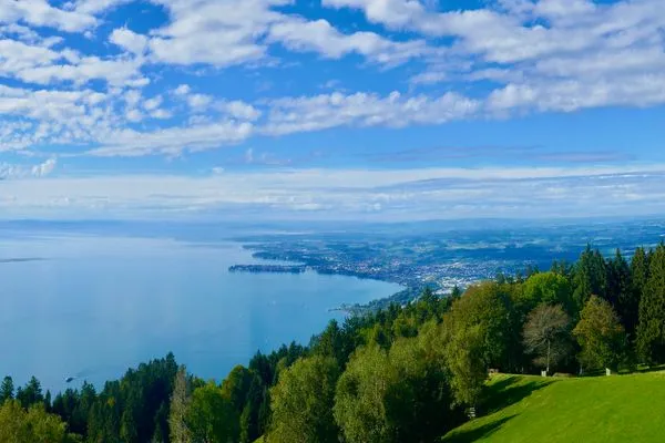 Ferienwohnung Bodenseele Langenargen - Blick vom Pfänder auf Lindau