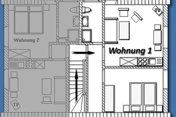 Grundriss  Haus Seute Deern - Ferienwohnung 1 - Muschel