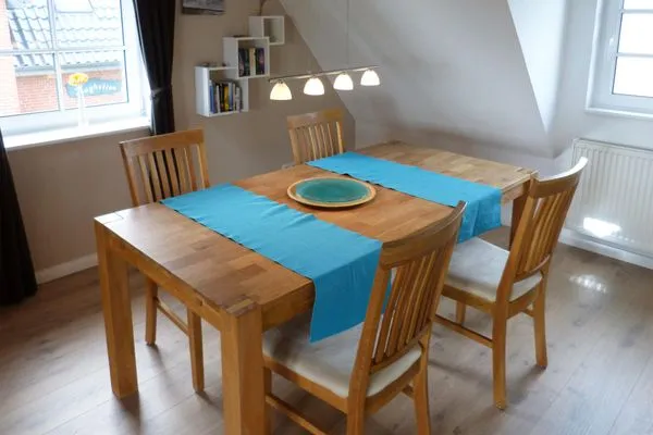 Sitzecke in der Küche der Ferienwohnung Bi a Maln in Nebel auf Amrum Haus Nordlicht Ferienwohnung *Bi a Maln*