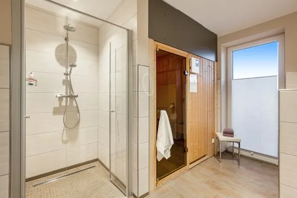 Badezimmer  Wellnes Bungalow Sanddüne