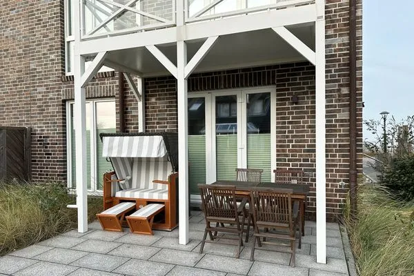 Terrasse Haus *Weiße Düne* Ferienwohnung *Weiße Düne 9 / Gen Norden*