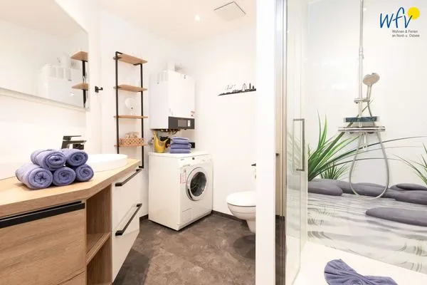 Badezimmer Juist Zauber - Haus 3 Ferienwohnung Hildegard