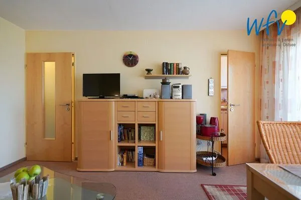 Wohnzimmer Haus Kiebitz Ferienwohnung Strandkörbchen