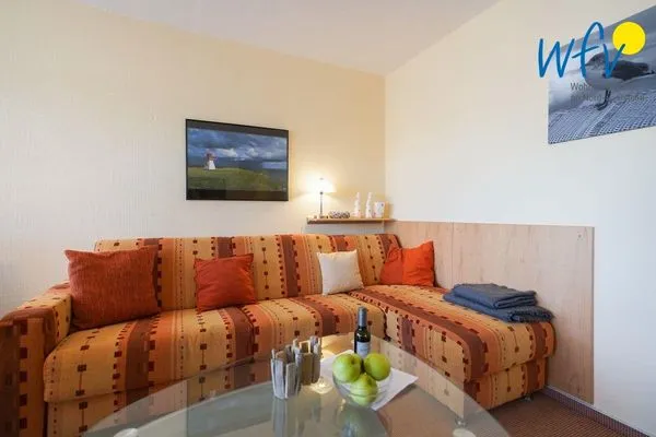 Wohnzimmer Haus Kiebitz Ferienwohnung Strandkörbchen