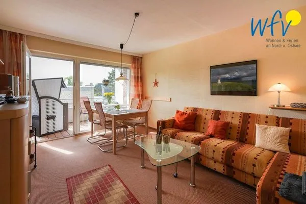 Wohnzimmer Haus Kiebitz Ferienwohnung Strandkörbchen