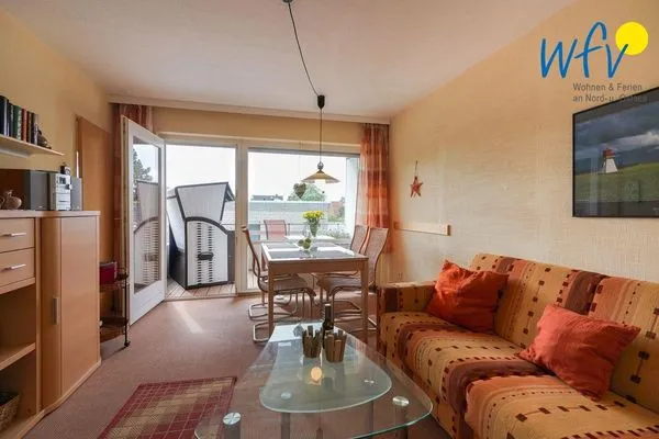 Wohnzimmer Haus Kiebitz Ferienwohnung Strandkörbchen