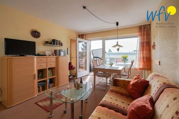 Wohnzimmer Haus Kiebitz Ferienwohnung Strandkörbchen