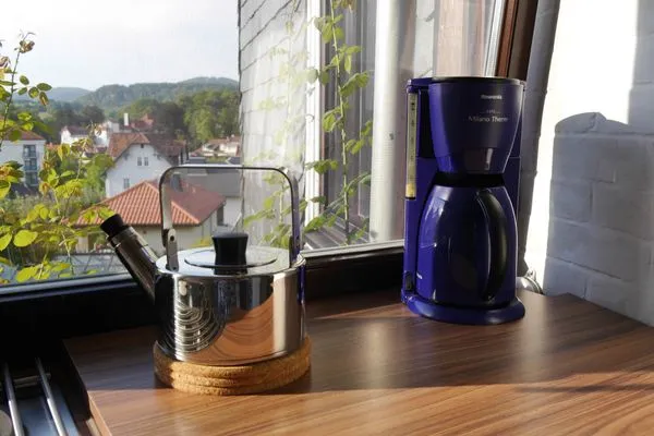 Helle Küche mit Blick in den Garten  Ferienwohnung Villa Bourguet