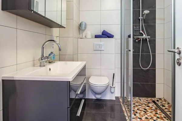 Badezimmer Haus Dünenrose Ferienwohnung Arielle