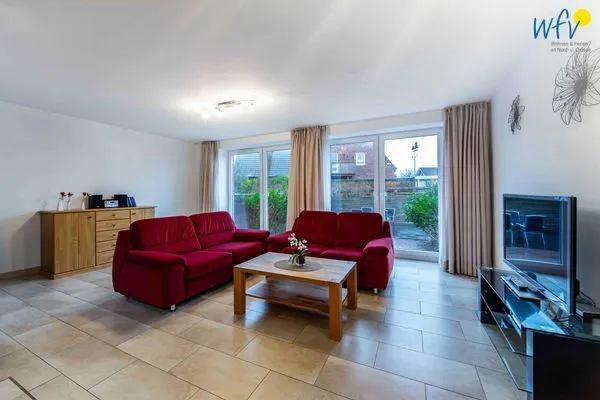 Wohnzimmer Haus Dünenrose Ferienwohnung Octopus