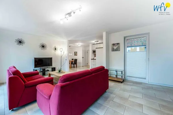 Wohnzimmer Haus Dünenrose Ferienwohnung Octopus