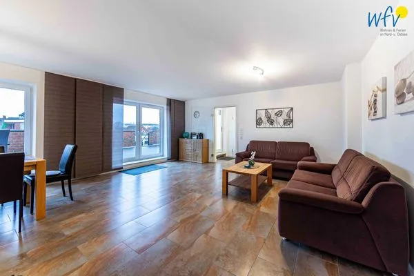 Wohnzimmer Haus Dünenrose Ferienwohnung Neptun