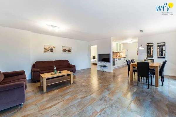 Wohnzimmer Haus Dünenrose Ferienwohnung Neptun