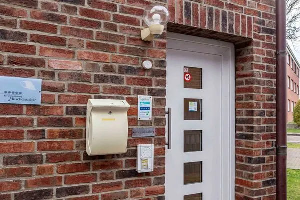 Fassade / Eingang Haus Inseltraum Borkum Ferienwohnung Muschelsucher