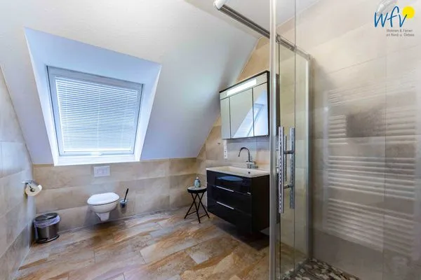 Badezimmer Haus Inseltraum Borkum Ferienwohnung Muschelsucher