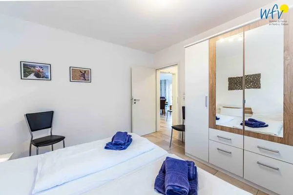 Schlafzimmer Haus Inseltraum Borkum Ferienwohnung Muschelsucher