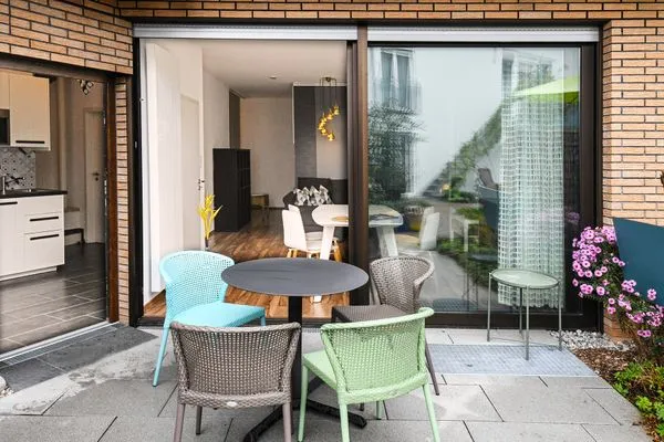 Terrasse  Studio-Ferienwohnung 7a GOLDIGES ECK mit Terrasse