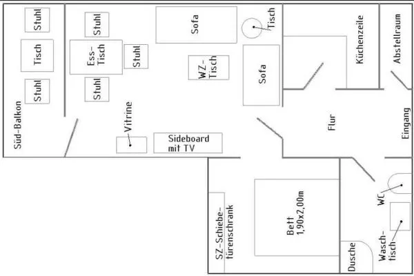 Grundriss Ferienwohnung im Haus Strandstr.22 Strandläufer- App. 51