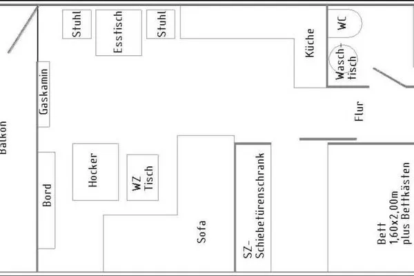Grundriss Ferienwohnung Brandenburgerstr. 11 - Dühne16 mit kleinem Meerblick