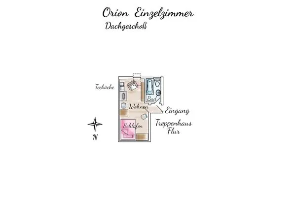 Grundriss  Gästehaus Orion - Einzelzimmer 11