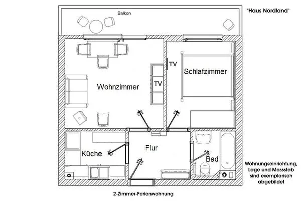 Grundriss Ferienwohnung im Haus Nordland App 83