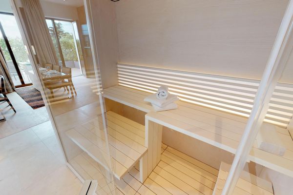 Luxus Ferienpenthouse mit Sauna und Balkon und Sauna in Strandlage