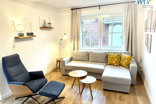 Wohnzimmer Haus Dünenrose Ferienwohnung Seehund